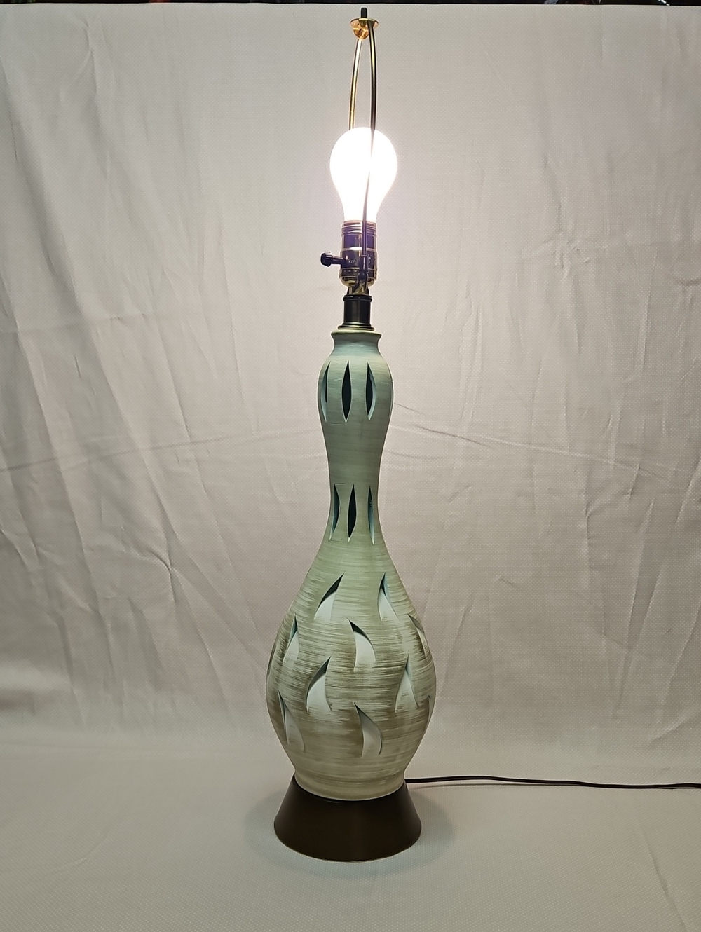 Mid-century Lighted Base Ceramic Table Lamp-Circa 50s 60s-Rembrandt Style